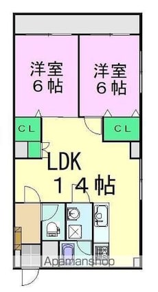 緑風館中央[2LDK/61.6m2]の間取図