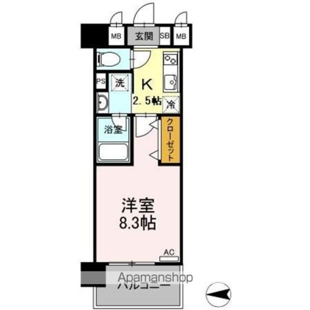 響[1K/26.81m2]の間取図