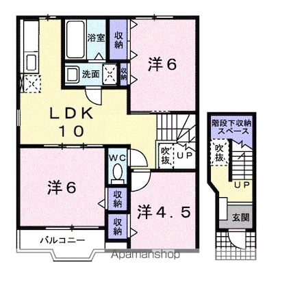 ファミールＦＵＪＩ　Ｂ[3LDK/65.57m2]の間取図
