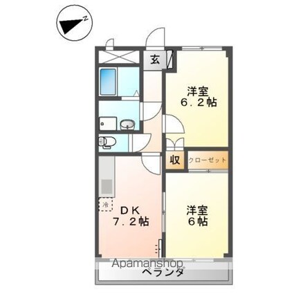 ミレニアム・ハイム１号館[2DK/45.63m2]の間取図