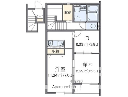 クレイノＲＥＳＴ　清知[2DK/47.2m2]の間取図