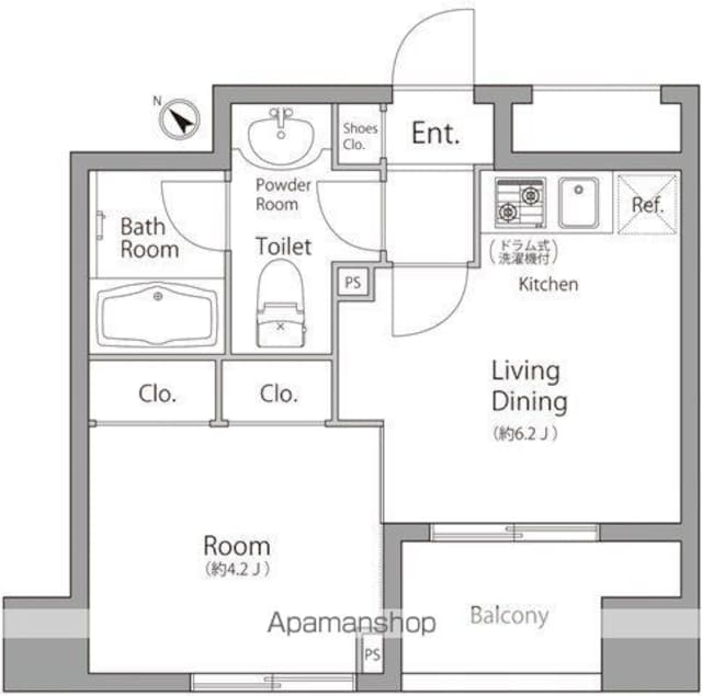 東京都板橋区中丸町[1DK/26.09m2]の間取図