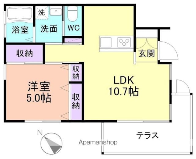 和歌山県和歌山市和歌浦南３丁目[1LDK/38.5m2]の間取図