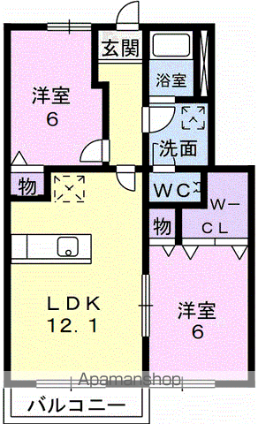 【岐阜市西改田のアパートの間取り】