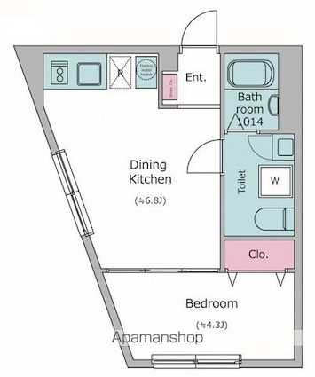 ラクラス中野弥生町[1DK/25.5m2]の間取図
