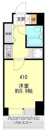 浅草スカイレジテル[1K/18.34m2]の間取図