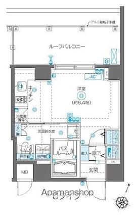 フェニックス飯田橋[1R/25.44m2]の間取図