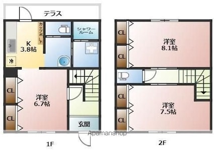 滋賀県長浜市加納町[2LDK/69.56m2]の間取図