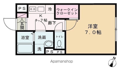 エルファーロ笹塚Ⅱ[1K/24.5m2]の間取図
