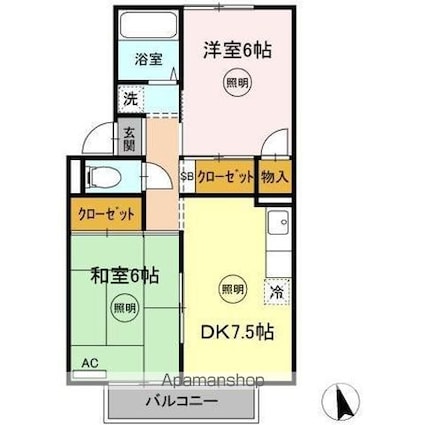 香川県高松市屋島西町[2DK/45m2]の間取図
