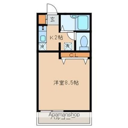 東京都世田谷区北烏山１丁目[1K/22.76m2]の間取図