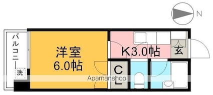 メゾーンあけぼのⅢ[1K/20.16m2]の間取図