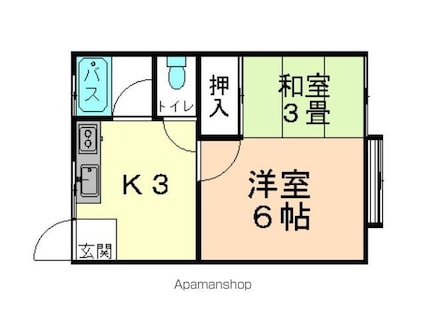 サンヒルズ新井田[2K/29.16m2]の間取図