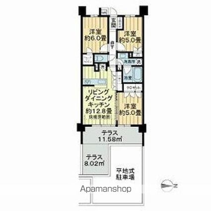 東京都練馬区関町北２丁目[3LDK/64.97m2]の間取図