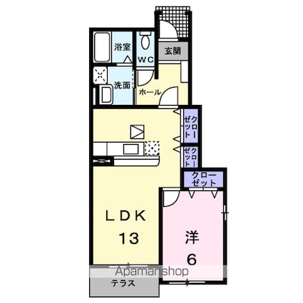 コントラーダＡ[1LDK/45.72m2]の間取図