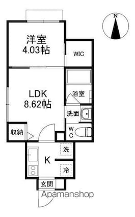 Ｌａｚｏ　ｓａｌｔｏ　ＫＯＩＷＡ[1LDK/28.99m2]の間取図