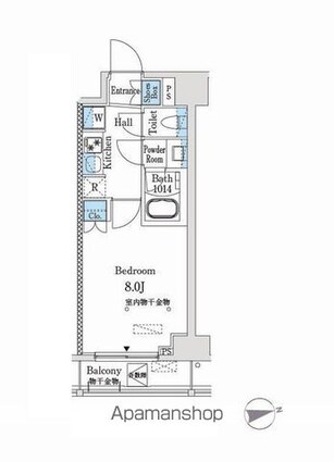 市谷仲之町ビューアパートメント[1K/25.39m2]の間取図