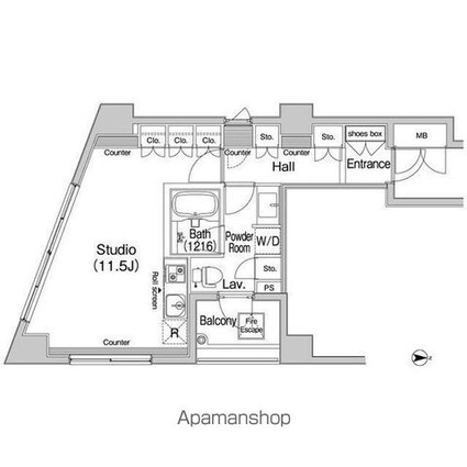 東京都台東区上野３丁目[1R/35.87m2]の間取図