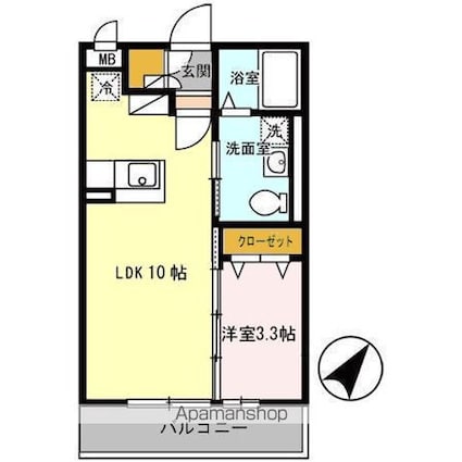 Ｂｉｚ　ＳＴＡＹ　弘前[1LDK/33.39m2]の間取図