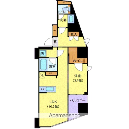 ジェノヴィア新宿早稲田グリーンヴェール[1LDK/40.62m2]の間取図