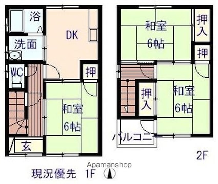 寺敏アパート[3DK/60.45m2]の間取図