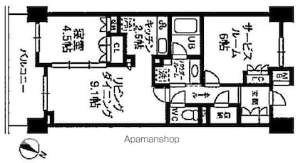 シャンピアグランデ深沢[1SLDK/52.08m2]の間取図