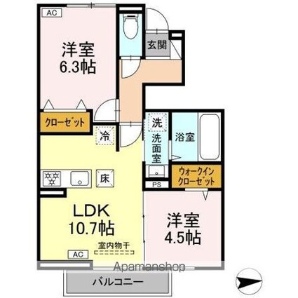 セレスティア古川　Ｂ棟[2LDK/50.91m2]の間取図