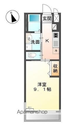 パークウェイ今里　[1K/30.87m2]の間取図