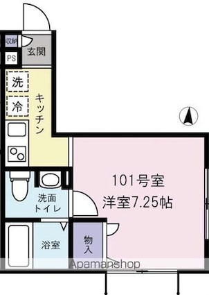クレール[1K/23.5m2]の間取図