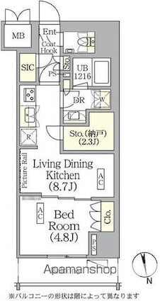 東京都新宿区東五軒町[1LDK/41.85m2]の間取図