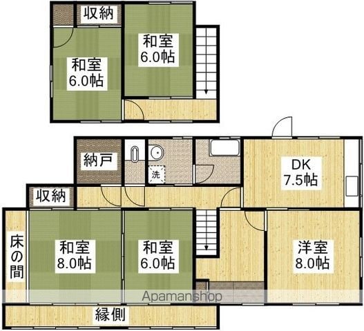 宇野線 八浜駅 徒歩41分 2階建 築45年の間取り写真