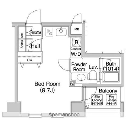 コンフォリア愛宕[1R/25.19m2]の間取図
