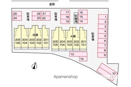 エルハーベン塩屋　Ａ[1R/34.15m2]の配置図