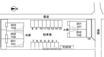 カーゼ・コナフェットＢ[1LDK/45.72m2]の配置図