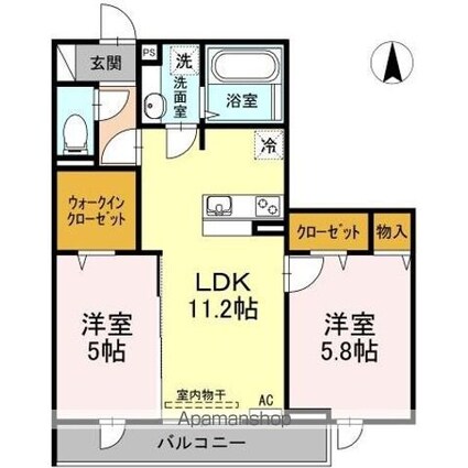 ゼファーコートⅡ[2LDK/53.98m2]の間取図