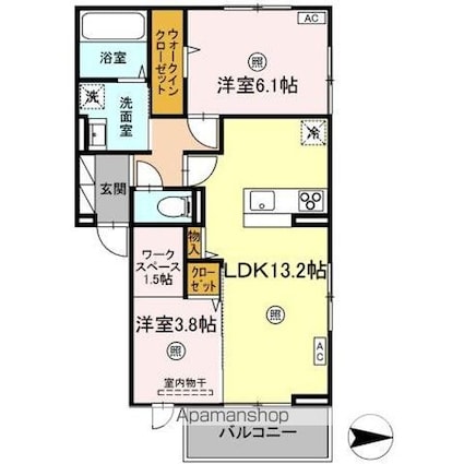 ルワンジュ[2LDK/58.37m2]の間取図