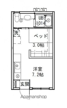 広島県広島市西区草津東３丁目[1R/22.61m2]の間取図