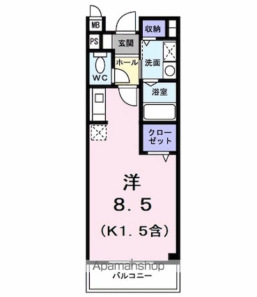 サンセール[1K/25.25m2]の間取図