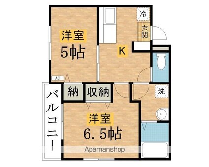 プリマヴェーラ狭間[2K/37.74m2]の間取図