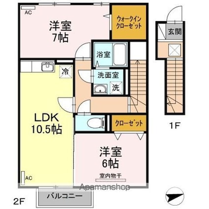 フローラ新町[2LDK/62.8m2]の間取図