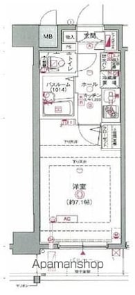 エステムコート駒込六義園[1K/21.27m2]の間取図