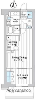 アビティグランデ砧　（Ｂ棟）[1LDK/45.1m2]の間取図