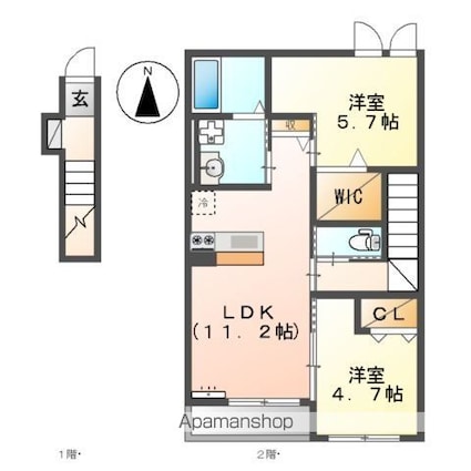 ユニティー　ブラウン[2LDK/54.89m2]の間取図