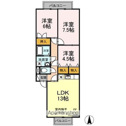ロイヤルマコト桂木[3LDK/69.19m2]の間取図