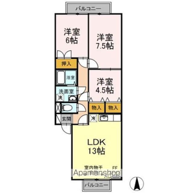 ロイヤルマコト桂木[3LDK/69.19m2]の間取図