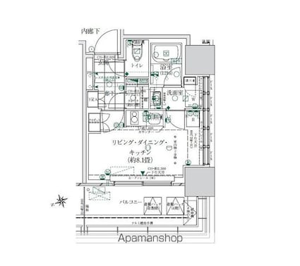 ローレルタワールネ浜松町[1R/25.31m2]の間取図