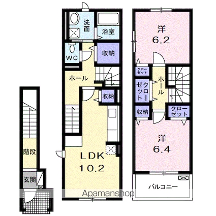 ラビットレジデンス[2LDK/69.17m2]の間取図