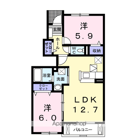 東武伊勢崎・大師線 谷塚駅 徒歩15分 2階建 築19年の間取り写真