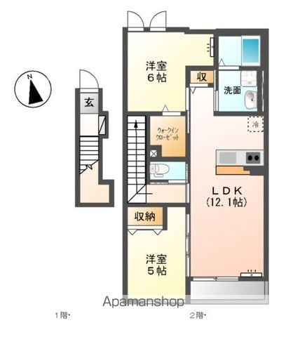 岐阜市東鶉のアパートの間取り