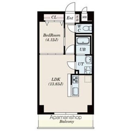 ＧＲＡＮＤＵＫＥ千代田ｒｅｇａｒｉａ[1LDK/42.72m2]の間取図
